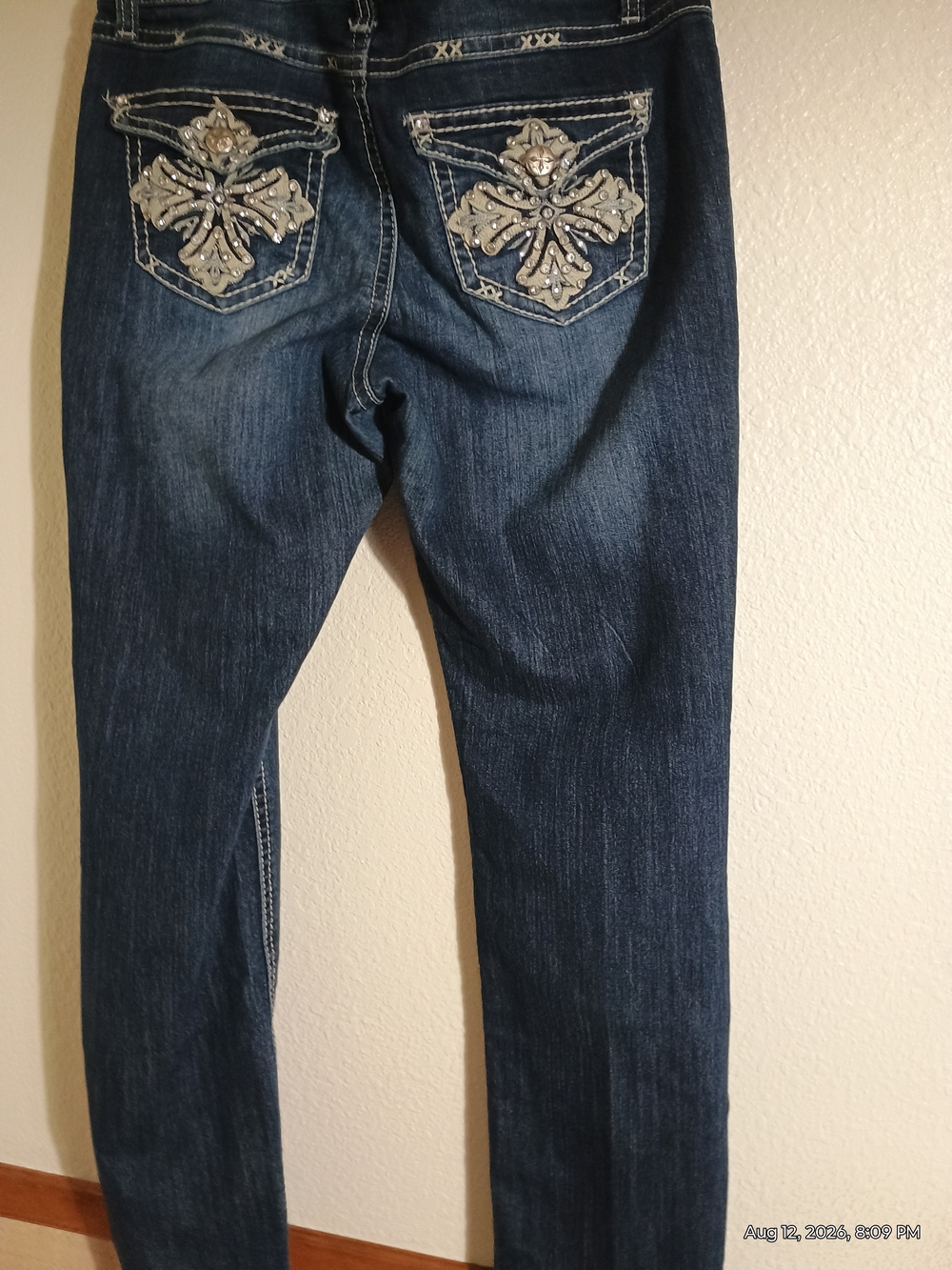 Cato Dark Blue Skinny Jeans with Embellished Back Pockets - Picture 5 of 6